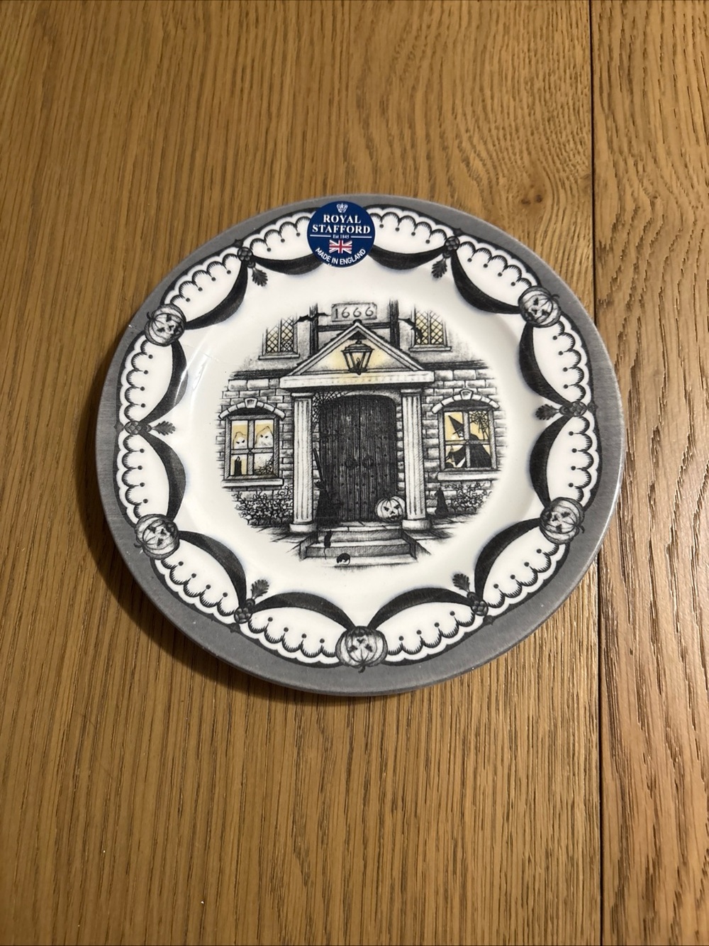 Stafford Black, White & Cream Haunted House Decorative Plate set of 3